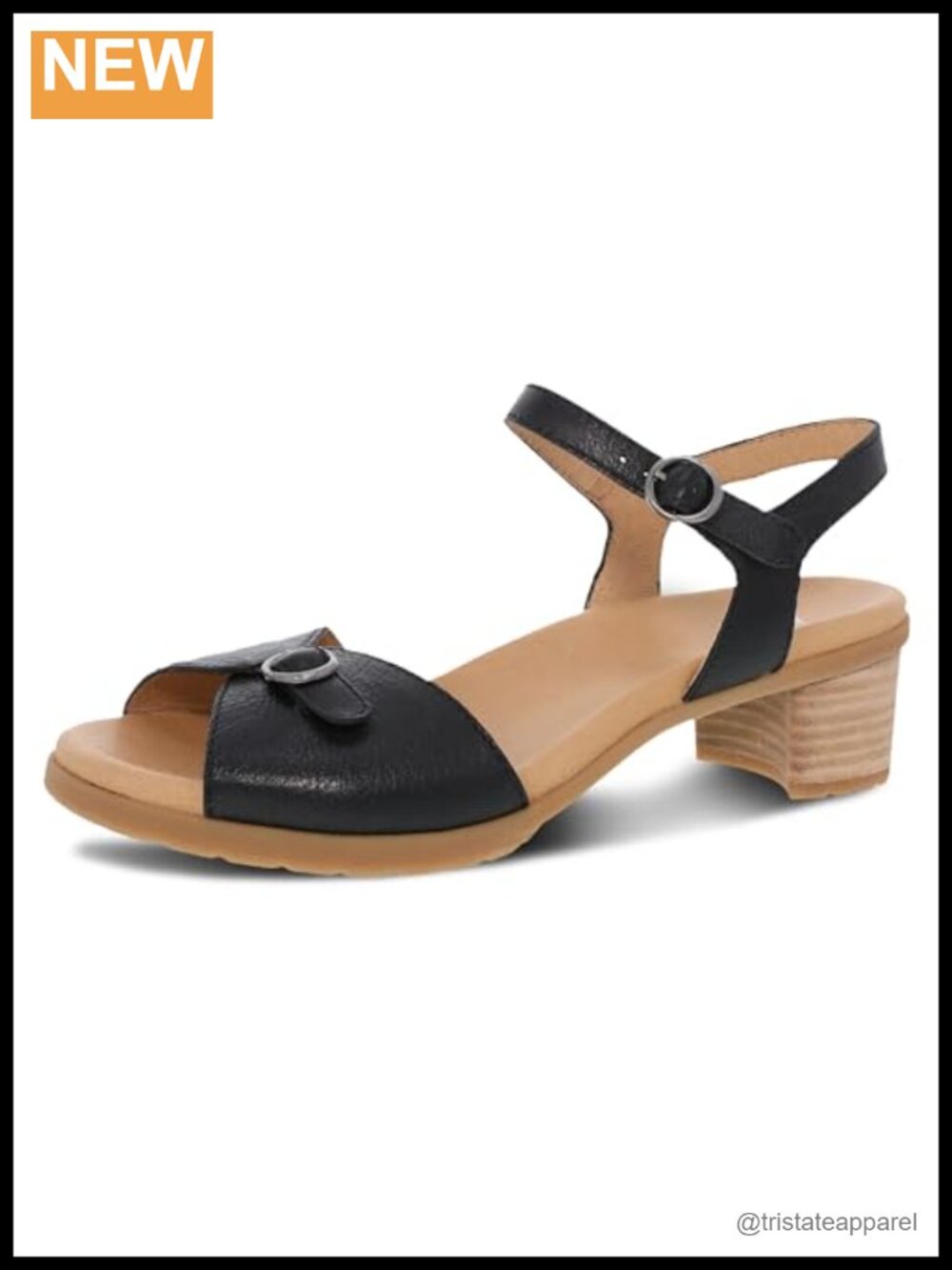 Women's Leather Heeled Sandals with Adjustable Buckle Straps